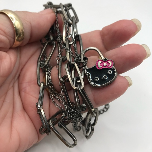 Sanrio Black and Pink Triple Layered Hello Kitty Pendant Necklace - Picture 3 of 6